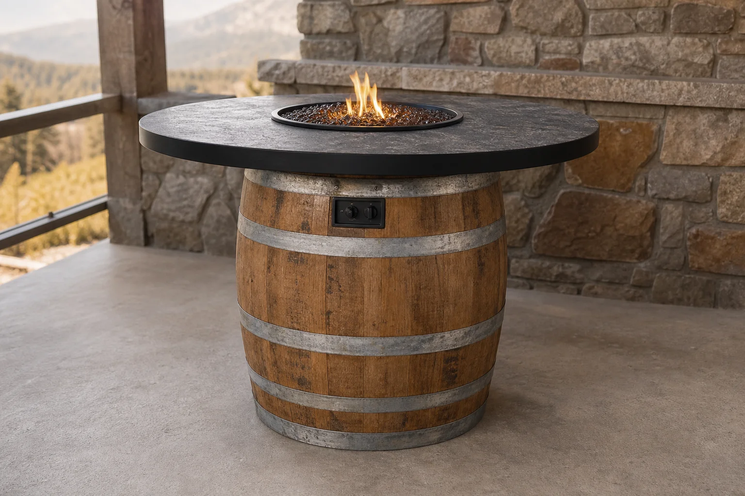 Carolina Barrel Co. wine-barrel fire table
